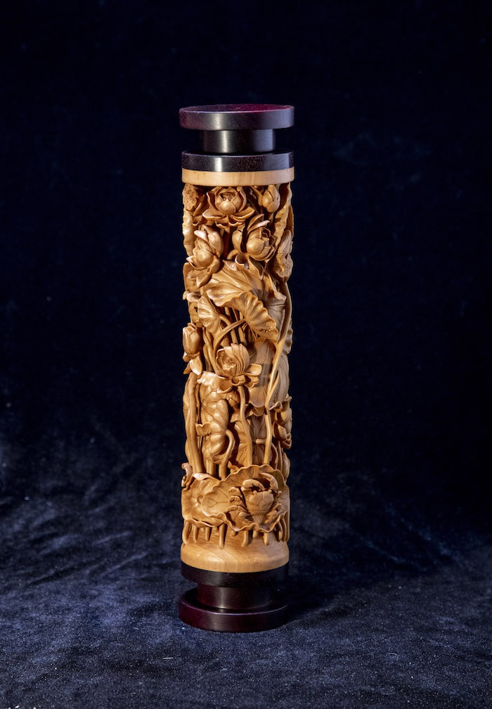《香筒》，黄杨木雕，张红云