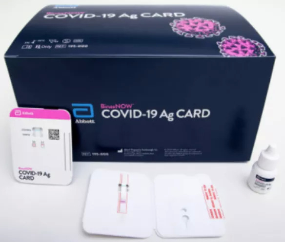 ▲COVID-19快速抗原检测卡BinaxNOWCOVID-19 Ag Card