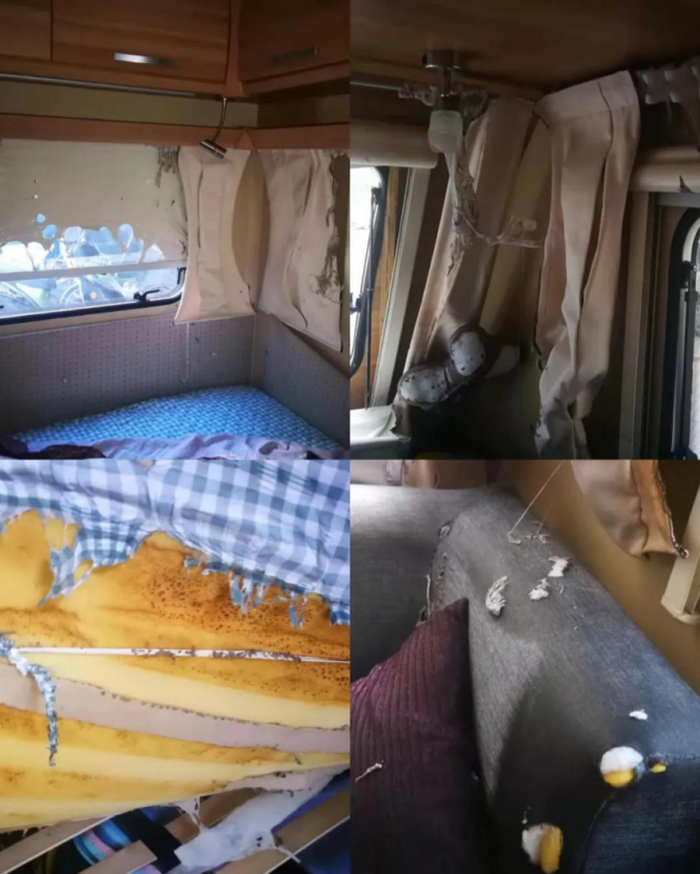爆燃后房车内部情况（受访者供图）