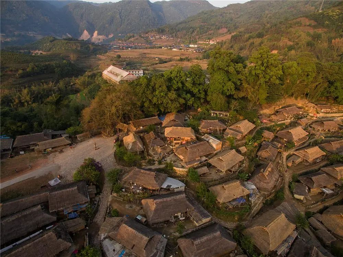 ▲翁丁村居民建筑原貌俯视图。图源中国传统村落数字博物馆