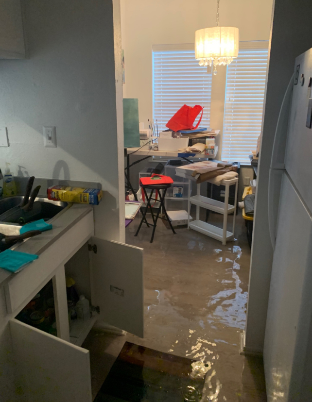 得克萨斯州某户家庭，恢复供水以后一片狼藉 图源：社交媒体