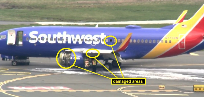 2018年4月17日美西南航空A320发动机空中爆炸，为非包容性故障，发动机破片对机体造成损伤并导致一名旅客死亡