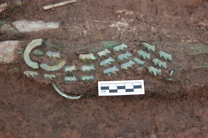  青铜腰带，上镶嵌小猪