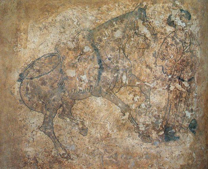 〔图三十一〕胡人牵马图西安东郊唐墓出土