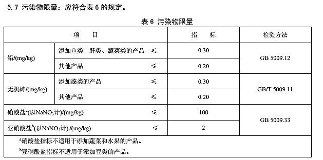 截图来自《婴幼儿谷类辅助食品》GB10769-2010