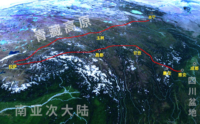 进藏路线示意图。