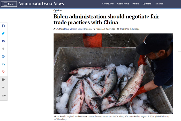 ▲美国政府应该和中国进行公正的贸易合作