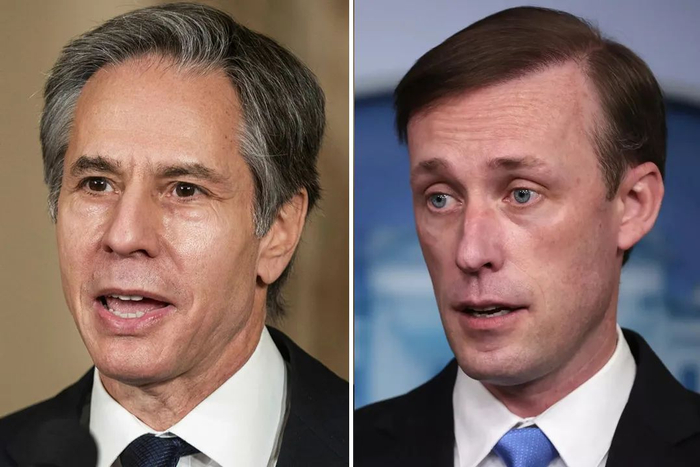 美国国务卿布林肯（左）、总统国家安全事务助理沙利文