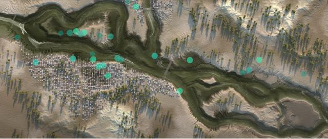 图中绿点即为谷歌的洪水预警系统确定的需要发出洪水警报的地区