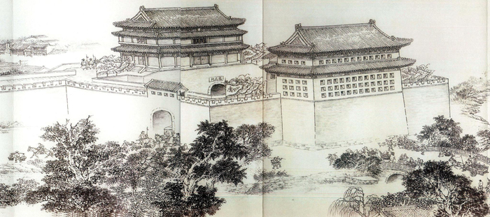 图为《京门九衢图》分段画卷——东直门篇鉴赏
