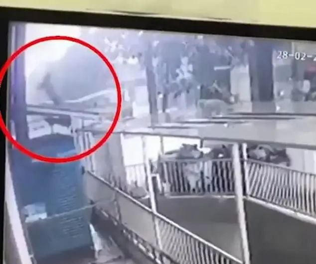 监控录像记录了阮育曼接住孩子的瞬间（图源：外媒）