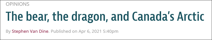 iPolitics评论文章：龙、熊和加拿大的北极