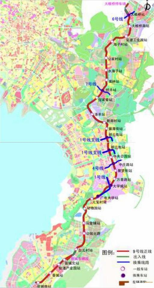 （地铁9号线示意图）