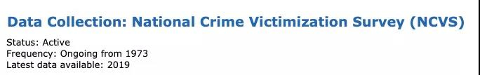  National Crime Victimization Survey （NCVS）