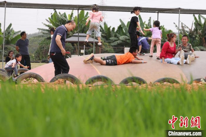 图为民众在“我的农场”内玩耍。　蒋启明 摄