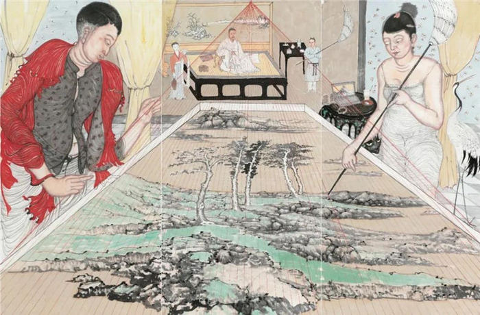 《一河两岸》纸本设色247×375cm2013