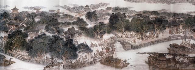 图为《古运回望图》分段画卷——临清篇