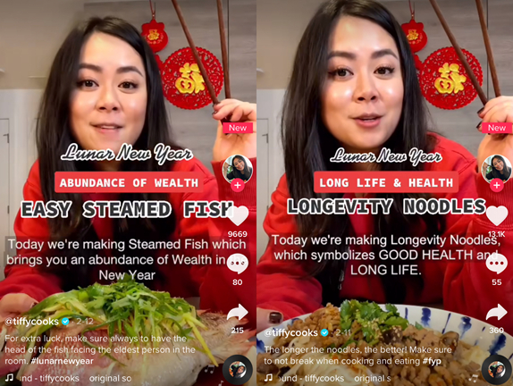 ▲TikTok美食创作者@tiffycooks 分享中国新年美食