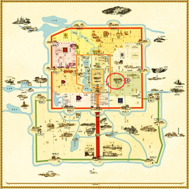 图为《京门九衢图》－老北京城门创作资料用图