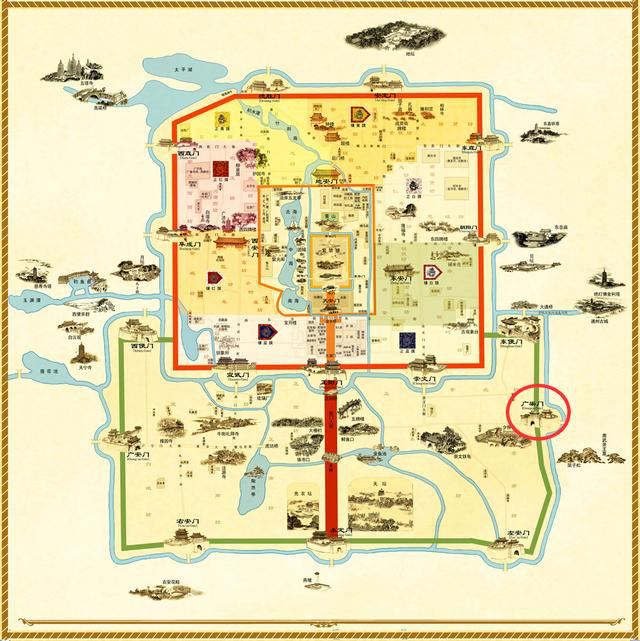 　　图为《京门九衢图》－老北京城门创作资料用图