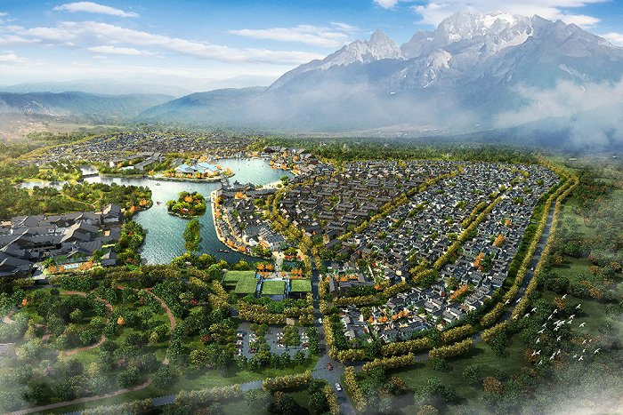 复游城·丽江地中海国际度假区鸟瞰效果图