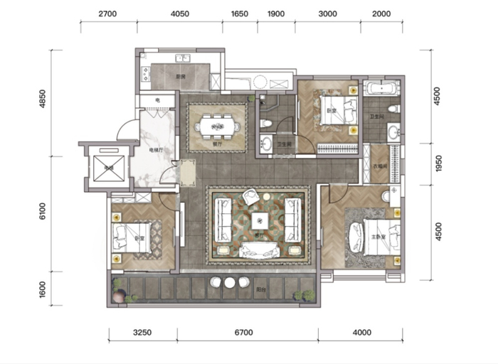 （建面约160㎡三室两厅两卫，中海·枫丹公馆供图，央广网发）