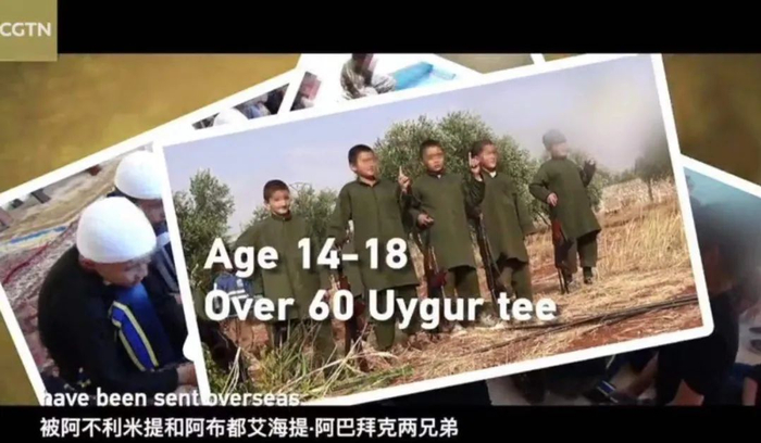 维吾尔族青少年被输送至境外接受“培训”。图源：CGTN