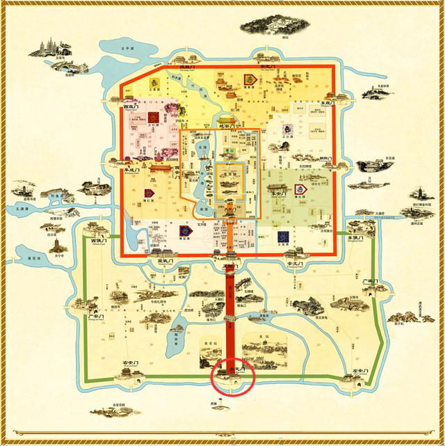 图为《京门九衢图》－老北京城门创作资料用图