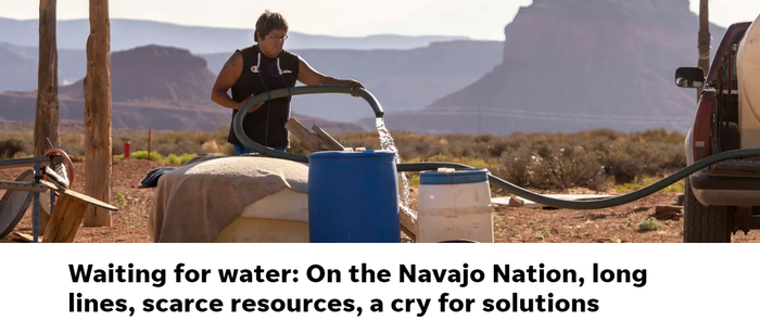 　　△美国媒体报道，缺少自来水等基础设施让纳瓦霍族印第安人居住区的居民在疫情期间的境况雪上加霜。