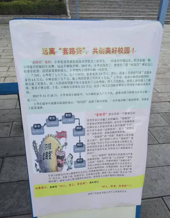 昆明卫生职业学院开展反“套路贷”宣传活动。官网截图