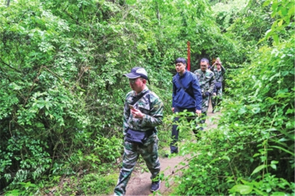 徒步队员体验红军长征小道