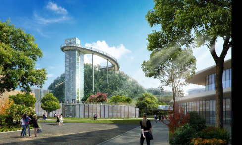 ▲博物馆后香山云道电梯入口（效果图）