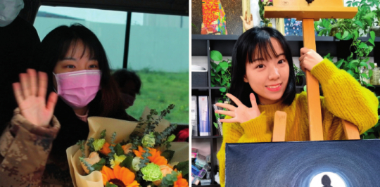 ▲ 90后武汉女孩阿念是武汉市累计报告的5万多名确诊患者之一，她将武汉的记忆碎片写成《武汉女孩阿念日记》。现在，她用更热烈的方式投身生活 左图：杨志刚摄/本刊