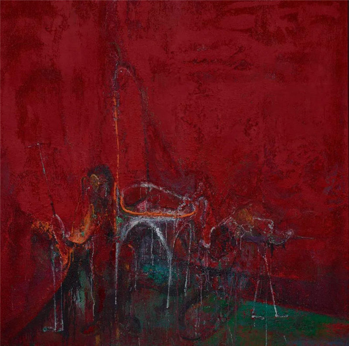 《椅子与鸟》，严智龙，布面油画，200×200cm，2020