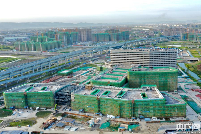 建设中的宁波市第一医院实景航拍图