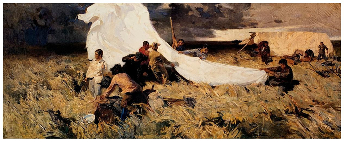 油画作品《起家》