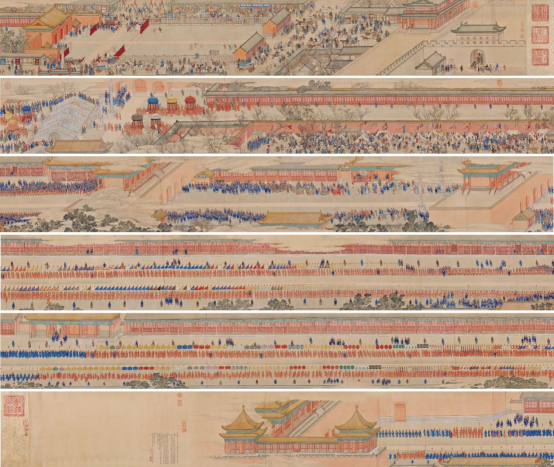 徐扬平定西域献俘礼图卷 　　手卷 设色纸本&nbsp; 43×1865cm 　　（保利拍卖供图）