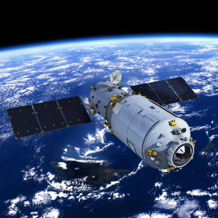 “天舟”货运飞船在轨飞行示意图。