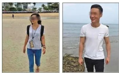 ▲坠崖孕妇王女士（左图）、嫌疑人俞某冬（右图）。受访者供图