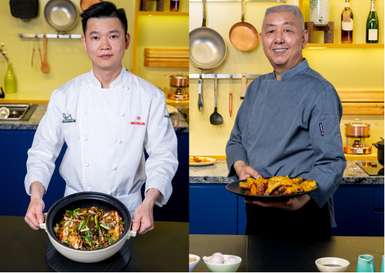 粤菜大厨王春增（左）、川菜大厨牛金生（右），合创创意菜