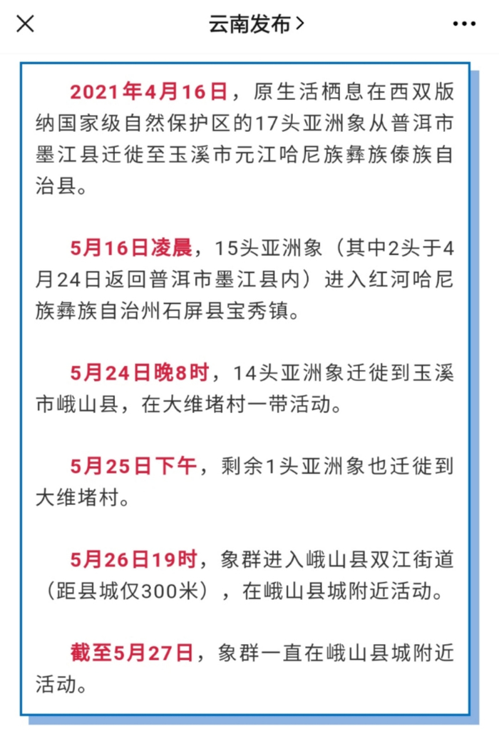 　象群行进轨迹。图源“云南发布”