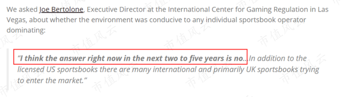 随着FanDuel、Barstool Sportsbook、Bet365、PointsBet、William Hill、 FoxBet和BetMGM等对手纷纷抢占市场份额，公司似乎没有明显的竞争优势。