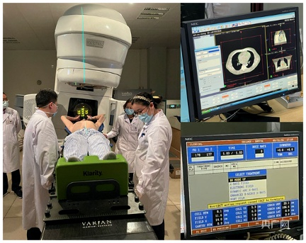 患者在进行无创精准放射治疗（央广网发 湘雅二医院供图）