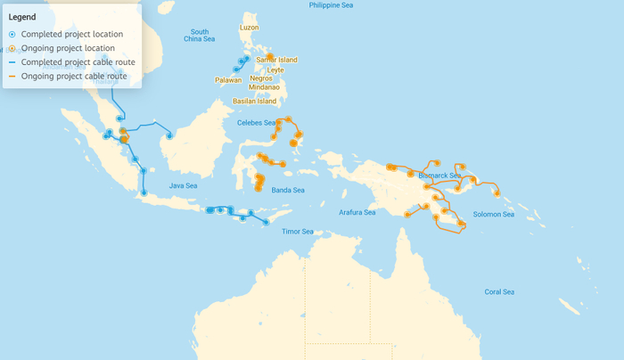 华为海洋参与的部分海缆网络铺设项目，图自官网
