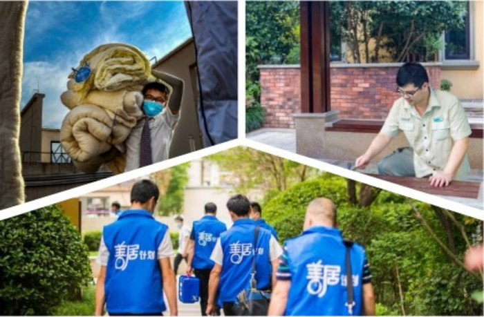 （龙湖“善居计划”工作人员正在为社区服务，企业提供，央广网发）