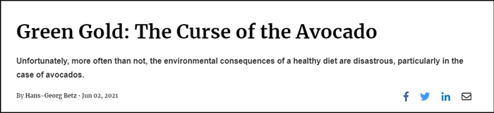 Fair Observer报道截图《绿色黄金：牛油果的诅咒》