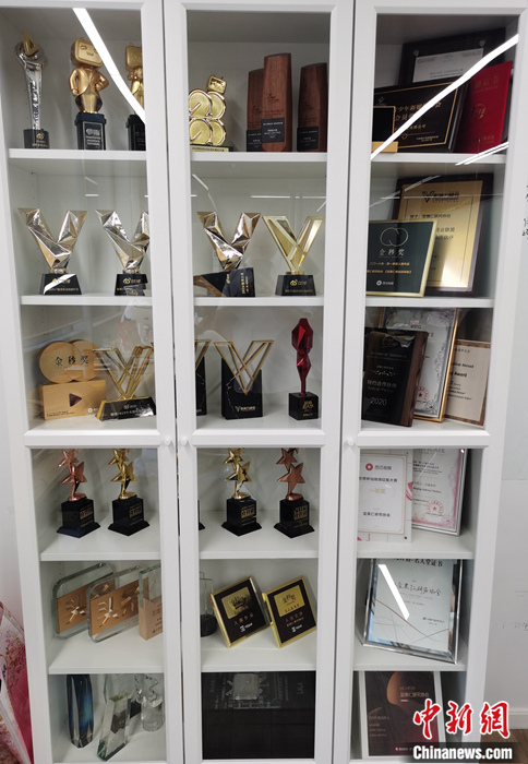 “歪研会”获得的奖项。中新网记者 李金磊 摄