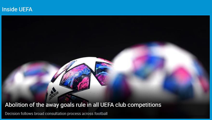 欧足联官网发布公告的截图。