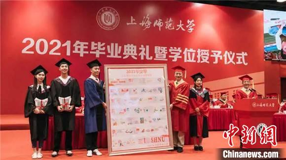 “百年荣光启航梦想”上海师范大学2021年毕业典礼暨学位授予仪式现场。　上海师范大学供图