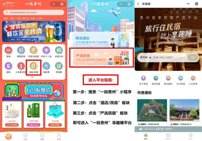 ▲进入“一码贵州享趣睡”平台流程图
